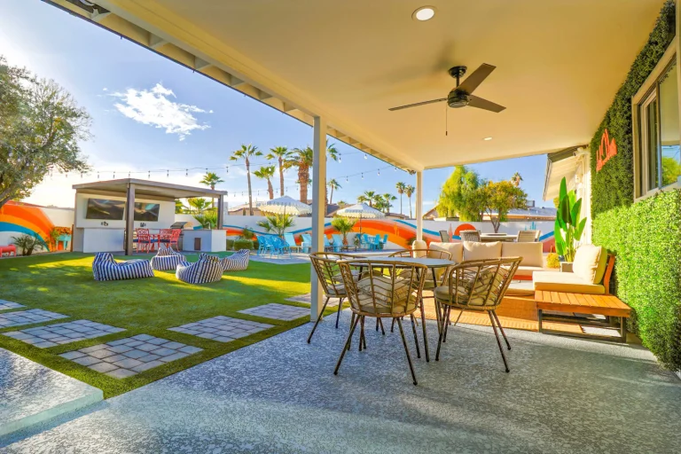 Splash House vacation home in Tempe with resort-style pool and loungers