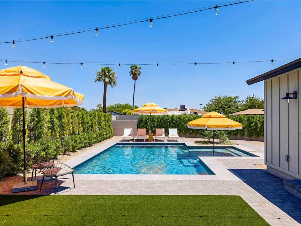 Wildflower pool and outdoor seating